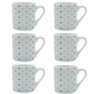 Jogo 6 xícaras café tradicional 55ml Poá Colorido - Porcelana