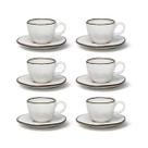 Jogo 6 Xícaras Cafezinho 75ml Com Pires Ryo Maresia Porcelana Oxford