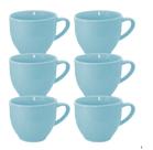 Jogo 6 Xícaras Cafézinho Porcelana Azul Claro S/ Pires - 95ml