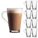 Jogo 6 Xícaras Caneca De Vidro Transparente Com Alça 350ml