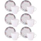 Jogo 6 Xícaras com Pires Chá Café 200ml Porcelana Tramontina Aura Cozinha Servir Mesa Posta
