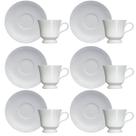 Jogo 6 Xícaras com Pires Porcelana Branca 80ml Cottage Café Curto Chávena Germer Jogo 6 Xícaras com Pires Porcelana Branca 80ml Cottage Café Curto Chávena Germer