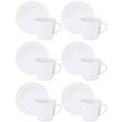 Jogo 6 Xícaras com Pires Tramontina Ingrid Porcelana Branco 185ml Chá Café Mesa Posta Jogo 6 Xícaras com Pires Tramontina Ingrid Porcelana Branco 185ml Chá Café Mesa Posta