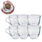 Jogo 6 Xicaras De Cafe 150ML Transparente Vidro Liso S/ Pires