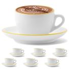 Jogo 6 Xícaras De Café Chá Pires Cerâmica Fio De Ouro 85ml