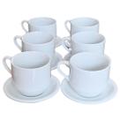Jogo 6 xícaras de Café e Chá com pires - 200 ml Empilháveis - Porcelana branca Jogo 6 xícaras de Café e Chá com pires - 200 ml Empilháveis - Porcelana branca