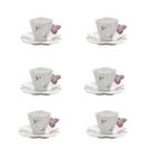 Jogo 6 Xícaras De Café Porcelana C/ Pires Wolff Borboletas 100ml