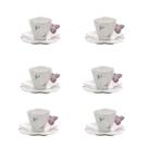 Jogo 6 Xícaras De Café Porcelana com Pires Wolff Borboletas 100ml