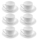 Jogo 6 Xícaras de Chá Café com Pires 220ml Porcelana Branca Clean Lyor Servir Hotel Restaurante