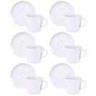 Jogo 6 Xícaras de Chá com Pires 185ml Porcelana Branca Leonora Tramontina Café Mesa Posta Jogo 6 Xícaras de Chá com Pires 185ml Porcelana Branca Leonora Tramontina Café Mesa Posta