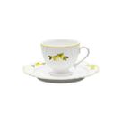 Jogo 6 Xícaras de Chá de 200ml Com Pires em Porcelana Soleil Limoni Oxford Porcelanas