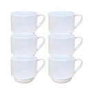 Jogo 6 Xícaras Hotel Empilháveis Porcelana Branca 170ml