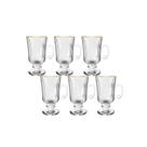 Jogo 6 Xícaras Irish Coffee 220ml Borda Dourada Graffiato Hauskraft