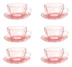 Jogo 6 Xícaras Peach De Vidro 90ml Cor Rosa