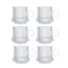 Jogo 6 XícarasDe Café Caneca Vidro Robusta Lines 85ml Em Casa Tem