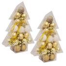 Jogo 68 Mini Bolas de Natal Dourado e Branco Mix Texturas Premium 3cm na Caixa Formato Árvore Jogo 68 Mini Bolas de Natal Dourado e Branco Mix Texturas Premium 3cm na Caixa Formato Árvore