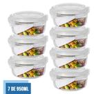 Jogo 7 Potes Vidro Hermético 4 Travas Redondo 950ml Marmita