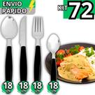Jogo 72 Talheres Inox Cabo Plástico Garfo Faca Colher Colher de Sobremesa Jogo Completo Cozinha