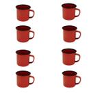 JOGO 8 CANECAS ESMALTADA 350ml VERMELHA XÍCARA CAFÉ FAZENDA
