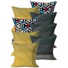 Jogo 8 Capas de Almofada Estampadas e Lisas 45x45cm Decorativas Sofá Cama