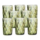 Jogo 8 Copos Para água Vidro Diamante Verde Class Home 350ml