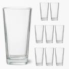 Jogo 8 Copos Vidro Venice 260ml Transparente Base Quadrada