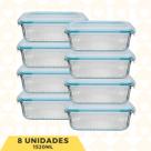Jogo 8 Pote Grande 1520ML Ondulado Vidro Resistente AirFryer