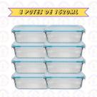 Jogo 8 Potes Canelado 1520ml Airfryer Microondas Freezer