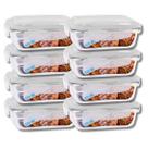 Jogo 8 Potes de Vidro Hermético Marmita Tampa 4 Travas 370ml