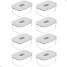 Jogo 8 Potes De Vidro Herméticos 1,2L Branco Para Freezer Forno Fresh Lock Ou