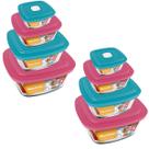 Jogo 8 Potes Quadrado Vidro 300ml 500ml 1L 2L Nadir Marinex