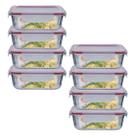 Jogo 8 Potes Vidro Hermetico Retangular Canelado 1520ml Jogo 8 Potes Vidro Hermetico Retangular Canelado 1520ml