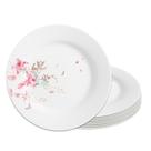Jogo 8 Prato de Sobremesa de Vidro Branco Flowers Bord Em Casa Tem 20cm