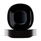 Jogo 8 Prato de Sobremesa Preto Quadrado Square 20cm Vidro Opalino Em Casa Tem