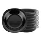 Jogo 8 Prato Fundo De Vidro Opalino Preto para Massas Risoto 21cm Quadrado Resistente Em Casa Tem