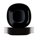 Jogo 8 Prato Raso Preto Quadrado Square 26cm Vidro Opalino Em Casa Tem