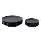 Jogo 8 Pratos Orgânicos Raso e de Sobremesa Preto Matte Mesa