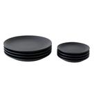 Jogo 8 Pratos Orgânicos Raso e de Sobremesa Preto Matte Mesa Posta Porto Brasil