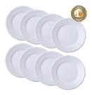 Jogo 8 Pratos Rasos Pomerode Porcelana Branca Schimidt