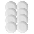 Jogo 8 Pratos Sobremesa Cerâmica Coup Branco Liso Alleanza 21cm