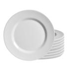 Jogo 8 Pratos Sobremesa Plissan Relevo Branco Cerâmica Alleanza 20cm