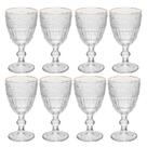 Jogo 8 Taça de Cristal Ecológico para Água Suco Mauve com Fio de Ouro 320ml Wolff