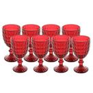 Jogo 8 Taça De Vidro água Suco Roman Vermelho Wollf 345ml