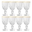 Jogo 8 Taça de Vidro com Borda Dourada Melina Premium Transparente para Água 260ml Haüskraft