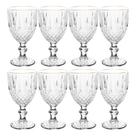 Jogo 8 Taça de Vidro Transparente com Borda Dourada Fio de Ouro Greek 345ml Wolff