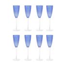 Jogo 8 Taças de Champanhe Espumante de Vidro Orquídea Azul 200ml Wolff