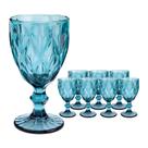 Jogo 8 Taças de Vidro Diamond Diamante Azul 300ml Água Class Home Jogo 8 Taças de Vidro Diamond Diamante Azul 300ml Água Class Home