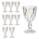 Jogo 8 Taças Diamond Vidro Transparente 340ml Água Vinho