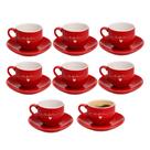Jogo 8 Xícara de Café de Porcelana 90ml Vermelha Coração Lamour Haüskraft