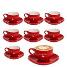 Jogo 8 Xícara de Chá Cappuccino de Porcelana 160ml Vermelha Coração Lamour Haüskraft Jogo 8 Xícara de Chá Cappuccino de Porcelana 160ml Vermelha Coração Lamour Haüskraft